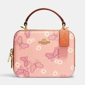 Coach Box Crossbody Lovely Butterfly Print Bag